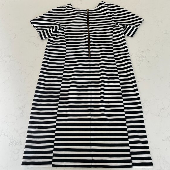 J. Crew Short Sleeve Striped Scoop Neck Dress Black + White Sz S - no fabric tag - Picture 7 of 9